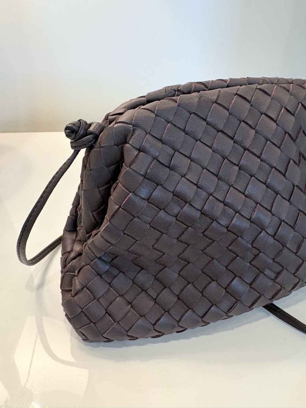 Quince Handwoven Italian Leather Crossbody Bag - Dark Brown - NEVER USED